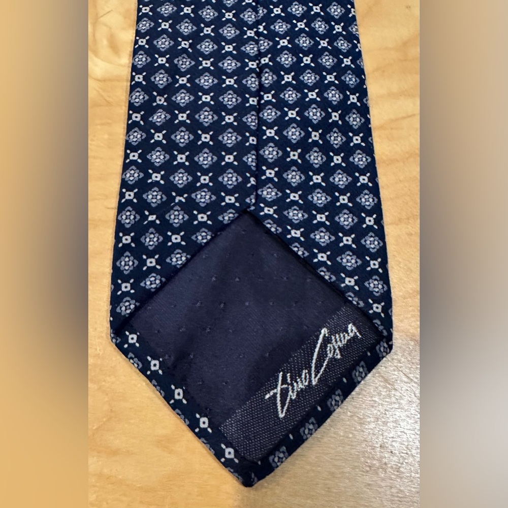 Tino Cosma Navy and White Geometric Tie - Picture 3 of 5